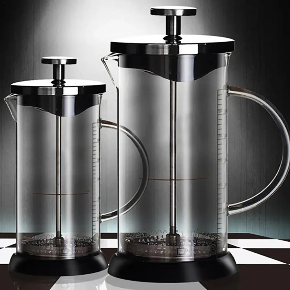

350ML/600ML French Coffee Presses Pot Heat Resistant Glass And stainless steel Pot Heat-resistant Coffee Tea Filter Cup bottle