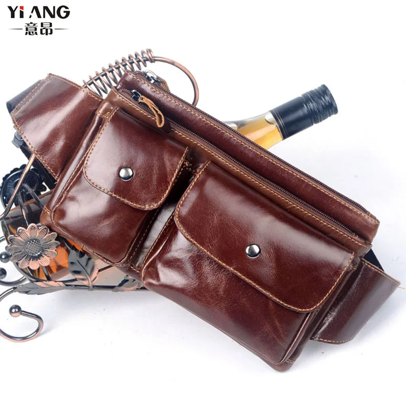 

New Men Genuine Leather Belt Bum Fanny Pack Waist Bag Vintage Travel Shoulder Messenger Hip Sling Chest Pack