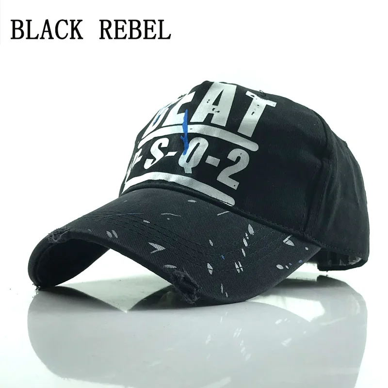 Black Rebel 100 Washed Baseball cap Snapback Hats Autumn Summer Hat