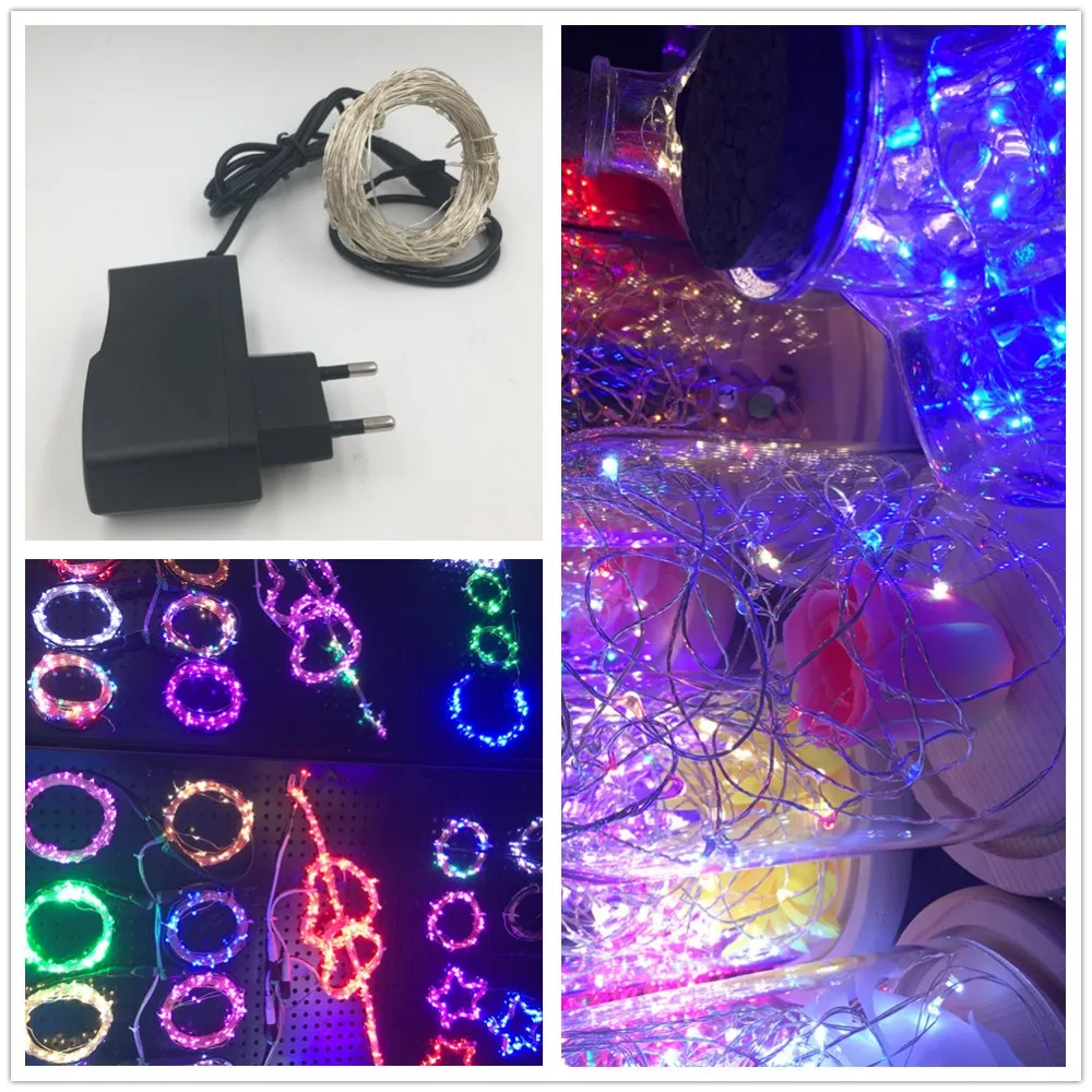

AC100-240V LED Fairy Lights 33FT 10M 100 LED String Light LED Silver Wire Cluster Lights Chain String Holiday Xmas