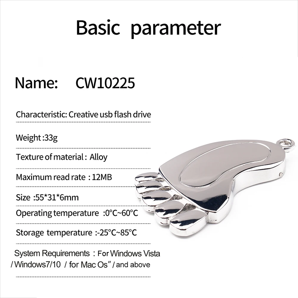 Горячая 1G/2G/4G/8G/16G/32G/64G в форме ноги USB флэш-накопитель памяти U диск