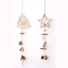 

1pcs Wooden Five-Pointed Star Ornaments Hemp Rope Pine Fruit Christmas Tree Decorations Pendant Christmas Decoration Tag#T
