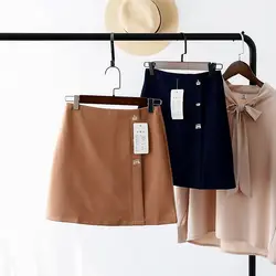 Вышитая юбка 2019 Mooirue сезон: весна-лето однотонная линия Повседневные мини-юбки повседневное Fit для женщин японский стиль короткие юбки для