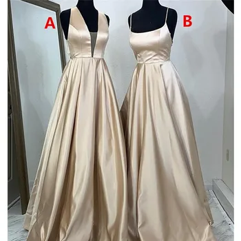 

2019 Sexy Backless Women Long Prom Dresses Deep V Neck Ruffled Party Gown Sleeveless Two Styles Evening Vestido de festa longo
