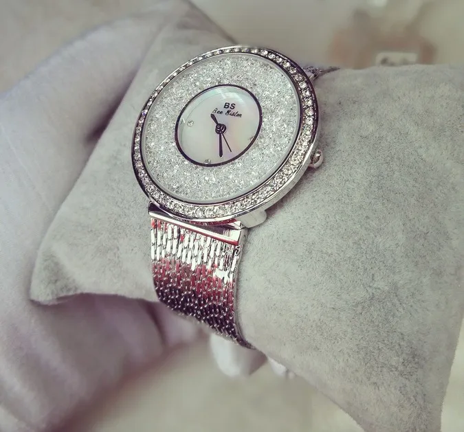 Hot Sales Women Watches Fashion new Lady Rhinestone Diamond Dress Watch Stainless Steel Big Dial Wristwatch lady Crystal Watch