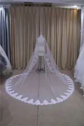 Свадебные аксессуары 2018 Тюль собор свадебная шаль с кружевными краями Фата с расческой вэу-де-noiva V026
