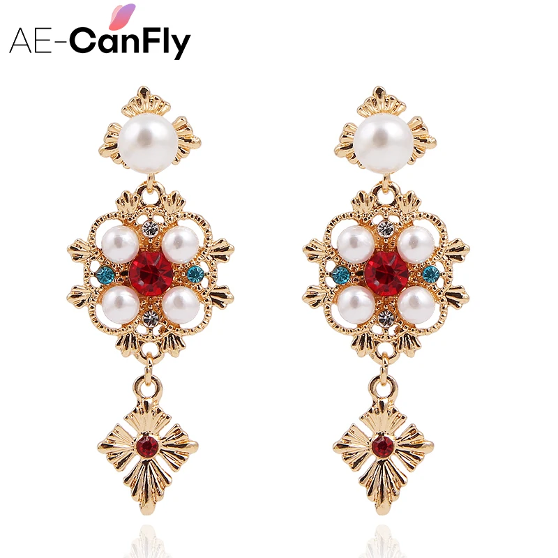 AE-CANFLY винтажные геометрические висячие серьги с искусственным жемчугом