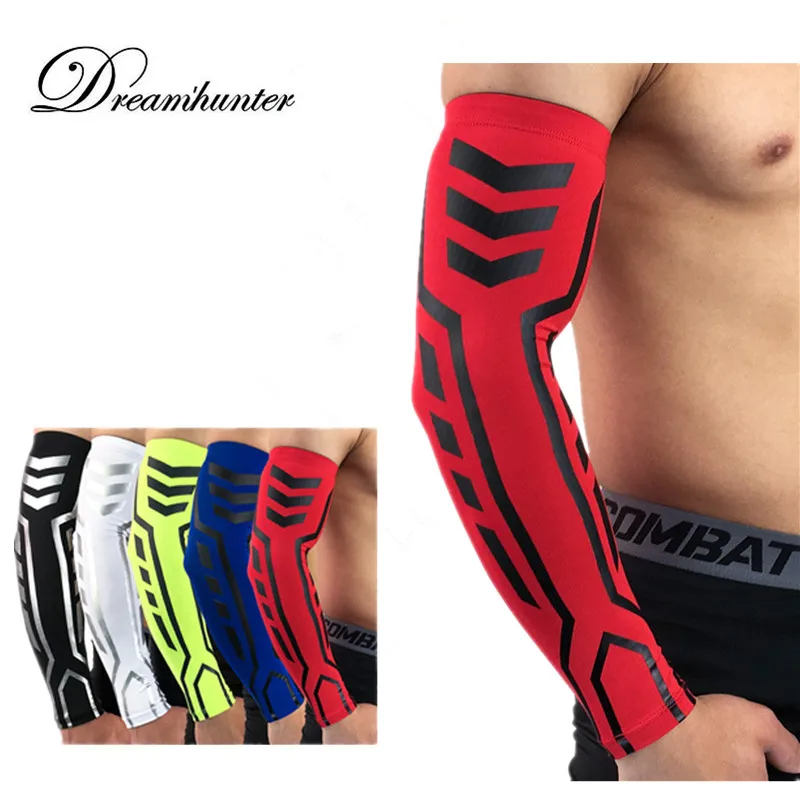 Compression Sleeve Cycling Basketball Arm Sleeve Cover Mangas Sports Running Arm Warmer UV Protection Elbow Pad Fitness Guards