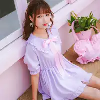 Summer Soft Japanese Lovely Young Girl Cute Peter pan collor Bow tie Ruffles Mini Dresses Fresh Solid Chiffon Short Vestidos