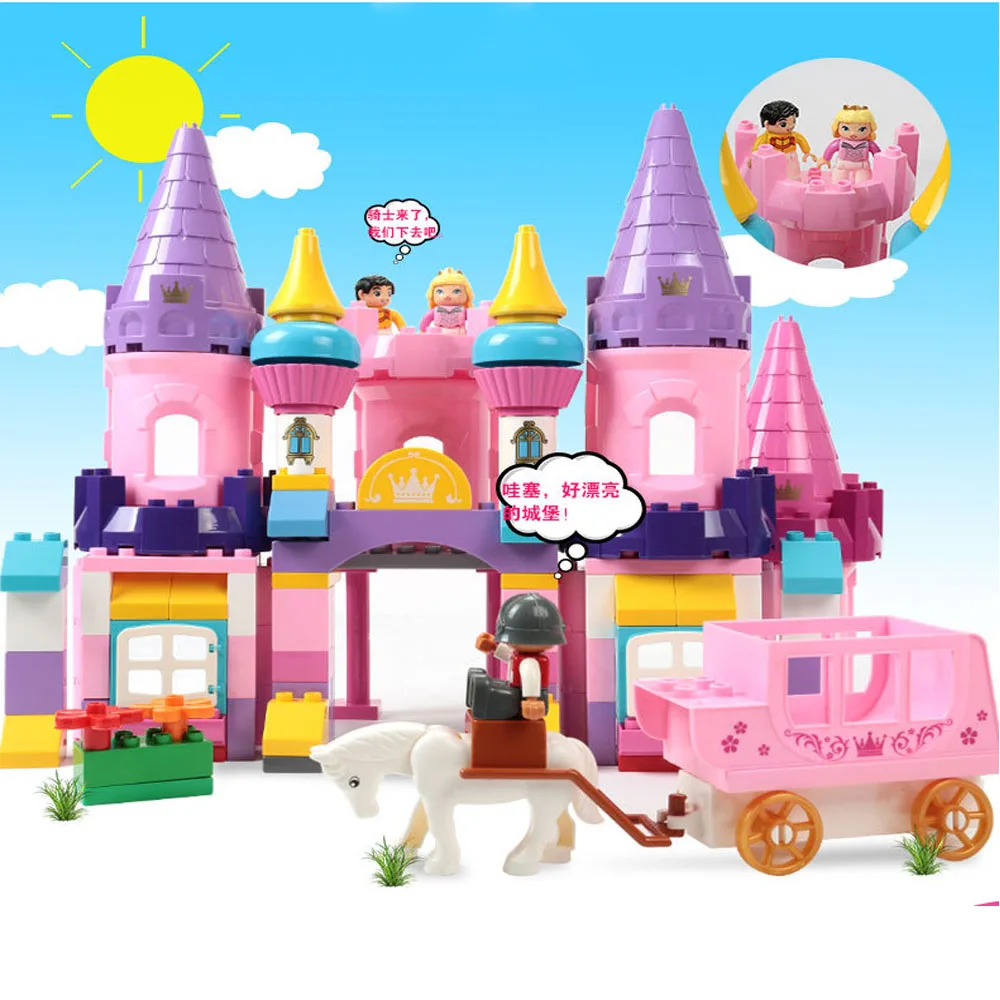 109PCS Girls Princess Castle Building Blocks Sets Compatible LegoING Duplo Horse Friends Figures Creator Bricks Toys for Girls