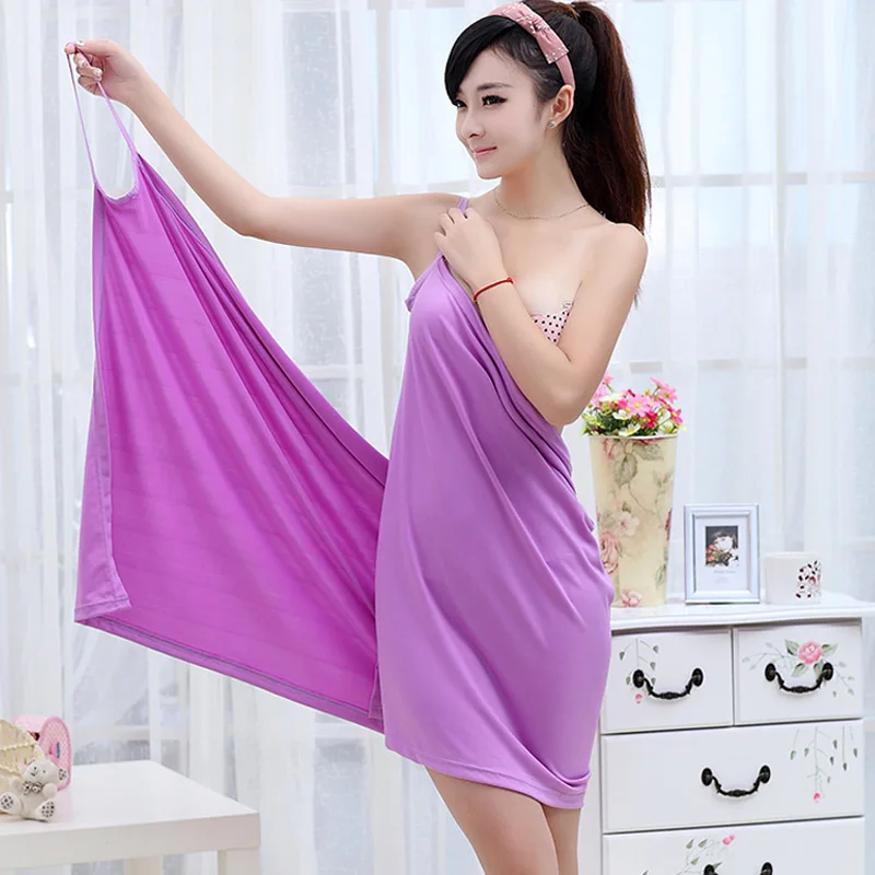 Многоцветное банное полотенце для женщин и девочек, быстросохнущие купальные халаты для пляжа и спа, Банные юбки - Цвет: Фиолетовый