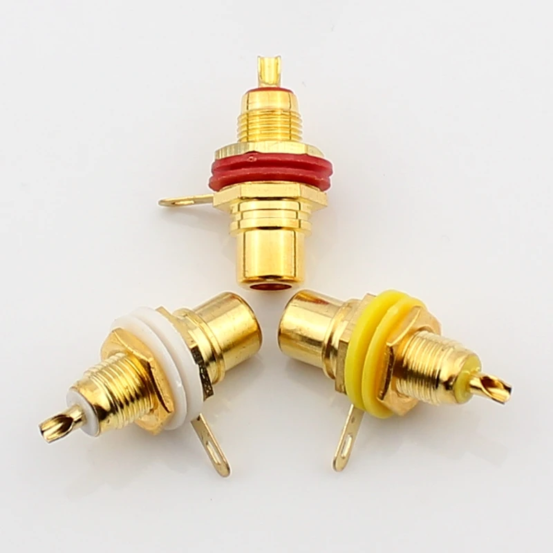 

100pcs RCA Audio Cable Connector Female F Adapter Audio Amplifier RCA Socket Plug Terminal Copper Gold-plated