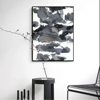 

Abstract Geometry Canvas Painting Black White and grey Posters handmade Wall Art Picture For Living Room Home Decor a012