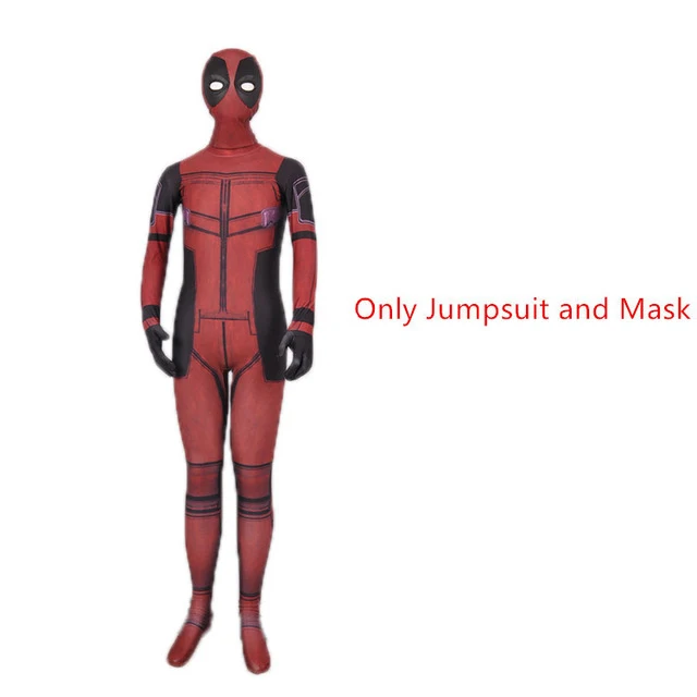 Only Jumpsuit Костюм Дэдпул 2 детский взрослый человек спандекс лайкра зентай боди костюм для костюмированой Вечеринки На Хэллоуин пояс головной убор маска кобура для меча - Цвет: Only Jumpsuit