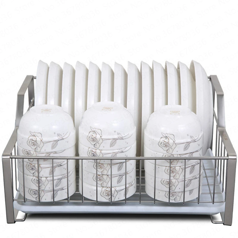  304 Stainless Steel Dish Rack Tableware Dishwashing Drain Rack Kitchen Cutlery Storage Box Shelf Ki - 4000006495978
