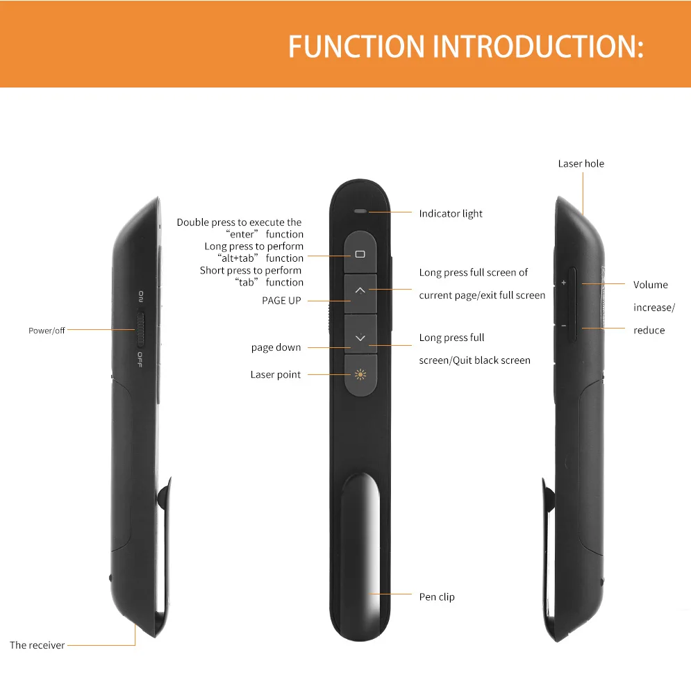 ThundeaL 2,4 ГГц USB беспроводной Презентер красная лазерная указка PPT RF дистанционная указка для Powerpoint проектор для презентаций ПК