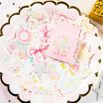 

45 pcs/lot Pink Sweet party cake flowers paper sticker decoration stickers DIY ablum diary scrapbooking label sticker