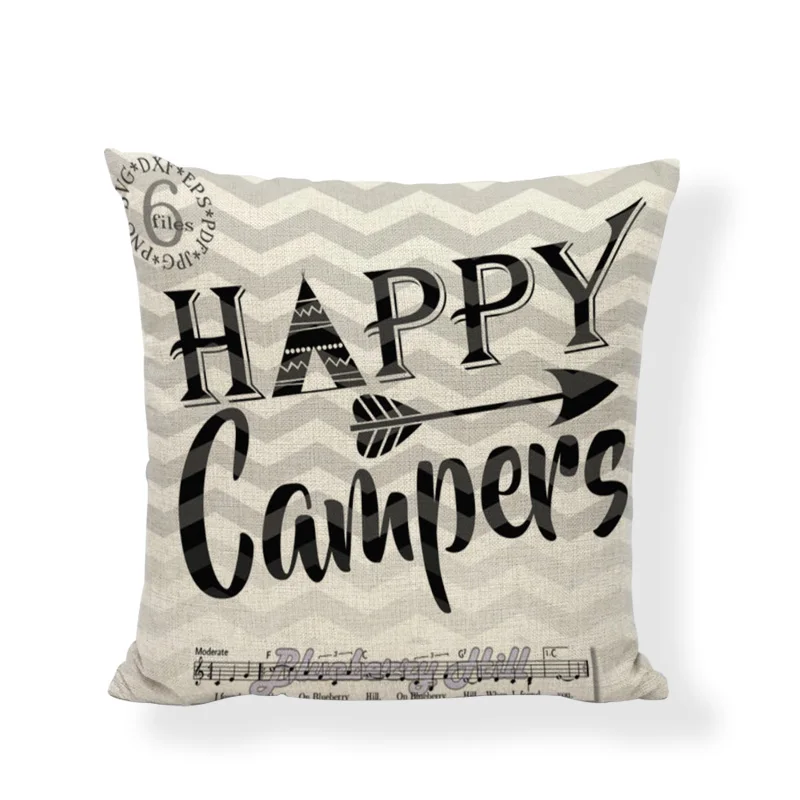 Горячая Распродажа льняная наволочка Happy Campers Hudsons эскиз с изображением