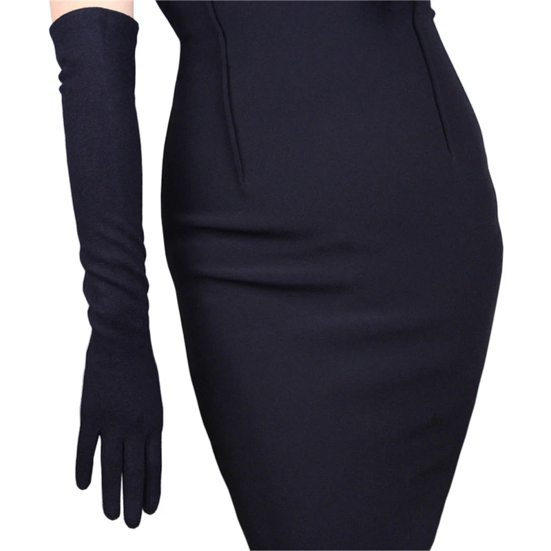 Cashmere Wool Woman's Gloves Long Style Elastic Retro Evening Vestido Classical French Elegance Lady Gloves Female TB26-1