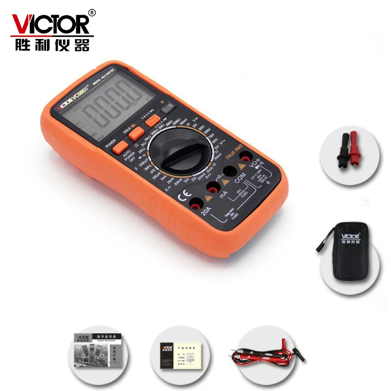 

VICTOR VC9806+ Digital Multimeter DMM Ammeter Voltmeter Ohmmeter w/ Capacitance Frequency & hFE Test