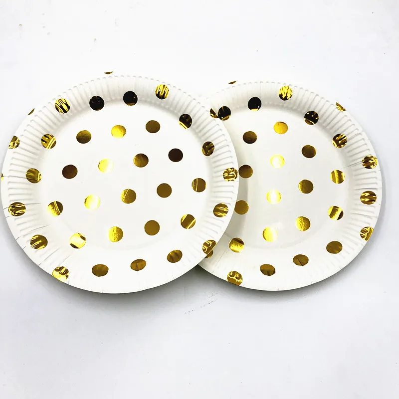 Buy 10PCS/LOT 9INCHES PAPER PLATES GOLD DOTS THEME
