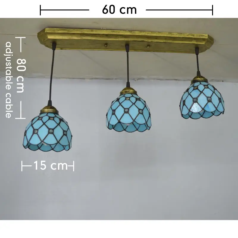 Подвесной светильник Tiffany в средиземноморском морском стиле голубого цвета, светильник для спальни E27 110-240 В