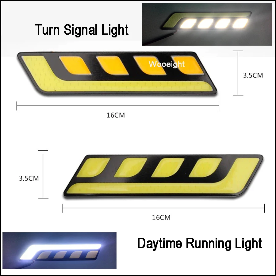 Wooeight 12V Car Daytime Running Driving DRL Light & Turn Signal Light Waterproof COB LED Work Lights For ATV Auto Cars SUV (2)