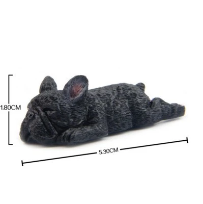 VILEAD 2 ''Смола Французский бульдог фигурка милая маленькая Лежащая собака модель Шиба ину собака миниатюры для холодильник на холодильник домашний декор - Цвет: Black Dog Lying