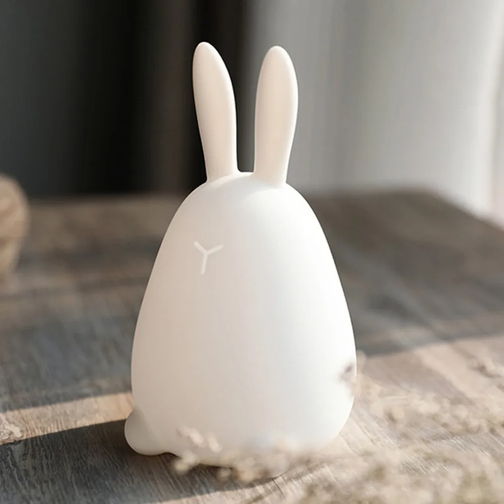 Креативный мультяшный Кролик Силиконовый ночник светлый цветной светодиод ночник usb зарядка сенсор свет Настольный Декор