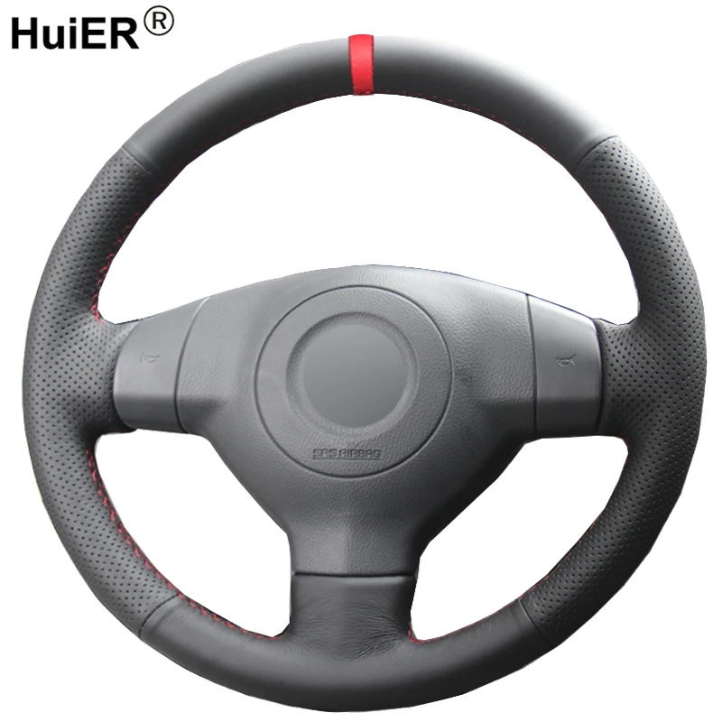 Huier Hand Sewing Car Steering Wheel Cover Red Marker For Suzuki Sx4