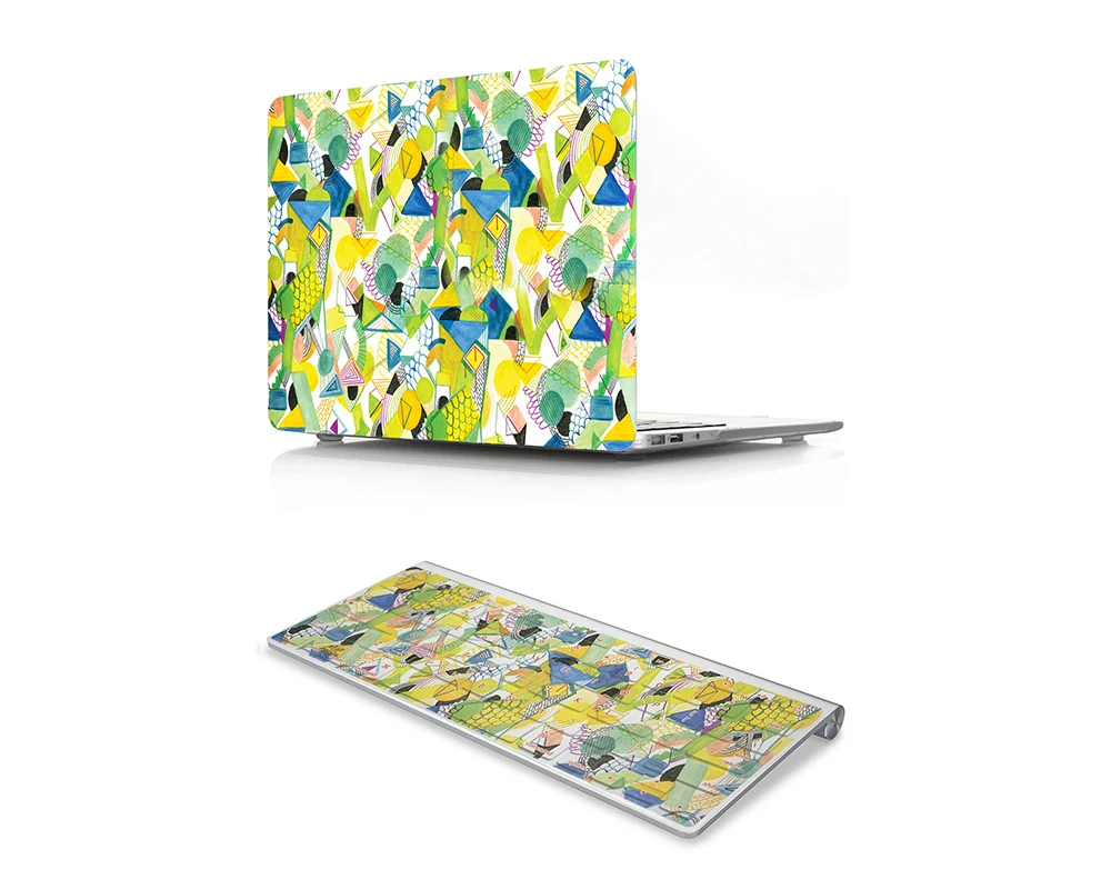 

2 In 1 Geometri Laptop Body Shell Protective Hard Case and Matching Rubber Keyboard Cover for MacBook Air Pro Retina 11 12 13 15