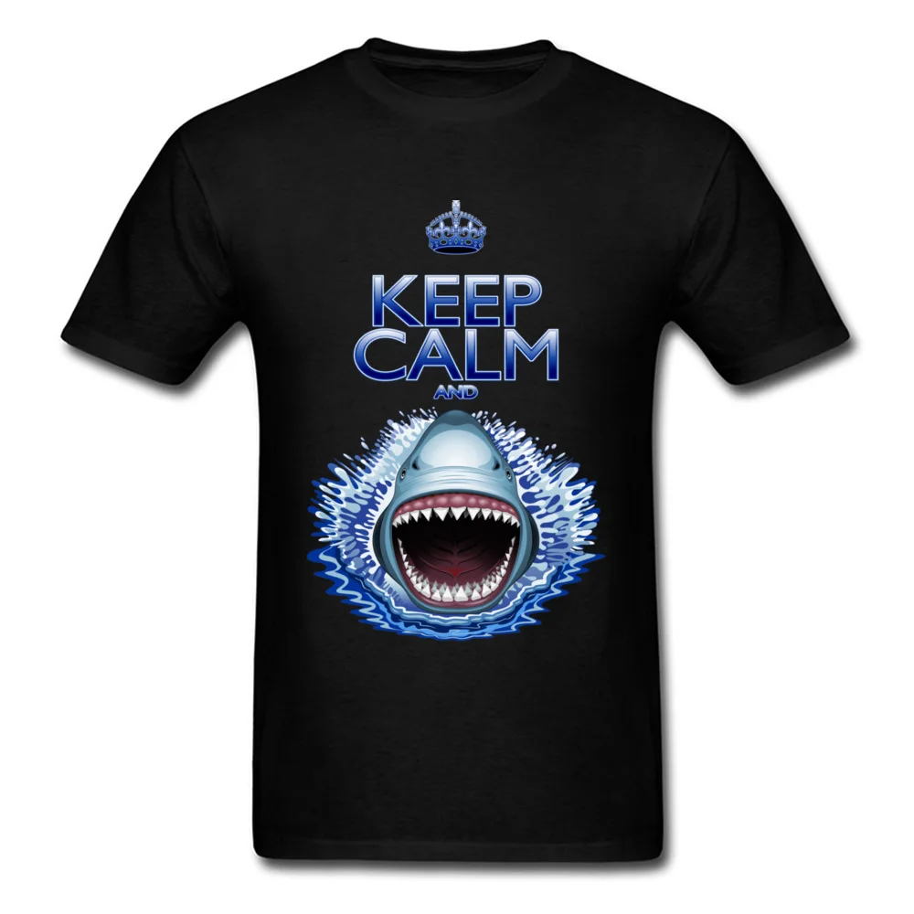 Персонализированные Keep Calm and...Shark Jaws Attack футболка с круглым воротником летние