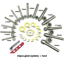 50 комплектов золотых люверсов и латунных люверсов, набор инструментов для кожаных изделий, джинсов, одежды, сумок, 3-20 мм
