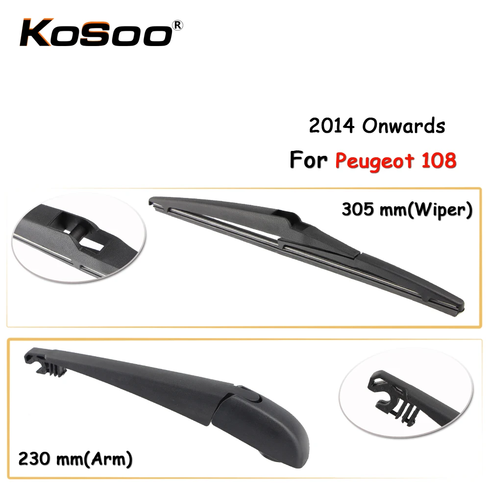 KOSOO Auto Rear Car Wiper Blade For Peugeot 108,305mm 2014 Onwards Rear