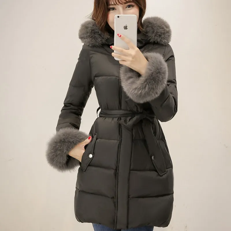 L0016 Grande grey Longue Fourrure Veste Duvet pink Black De Nagymaros Mode Épais Taille Col Nouveaux Parkas Hiver Manches Femmes Chaud Canard Manteau 2017 1xCwHqIz