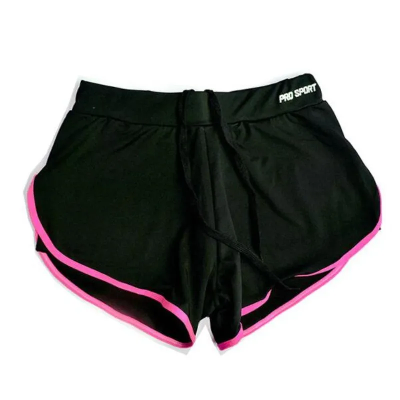 Женские спортивные шорты удобные эластичные двухкомпрессионные однотонные ходовые шорты йоги дышащие универсальные тренировочные шорты - Цвет: Розовый