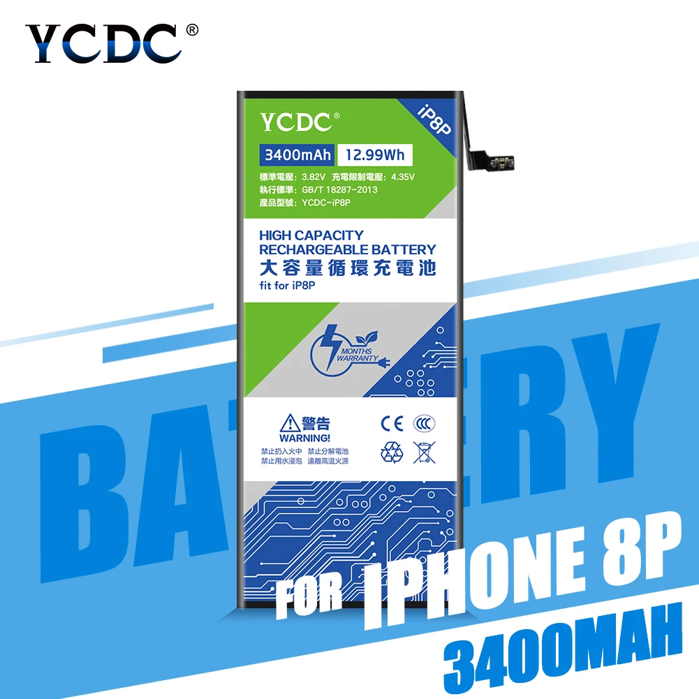 YCDC мобильный телефон аккумулятор для iPhone 8 Plus plus оригинальный сменный большой