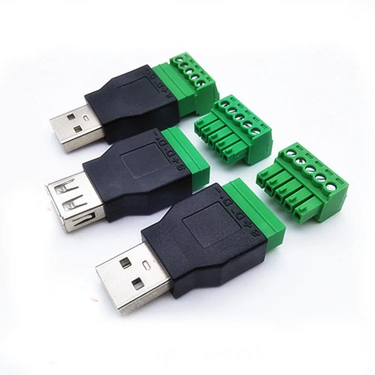 

1 шт. usb-разъем для подключения к винтовым разъемам usb-разъем с экранированным разъемом USB2.0 гнездовой разъем USB для подключения к винтовым клеммам