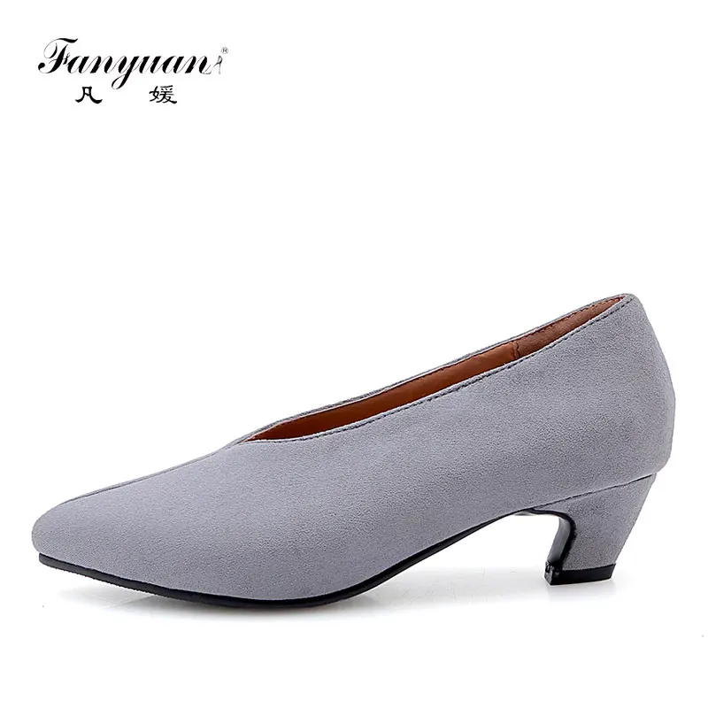 

Fanyuan Sexy Pointed Toe Strange Style Heels Fashion Slip-On V-port Shallow Pumps Spring Flock Casual Shoes Zapatos de mujer