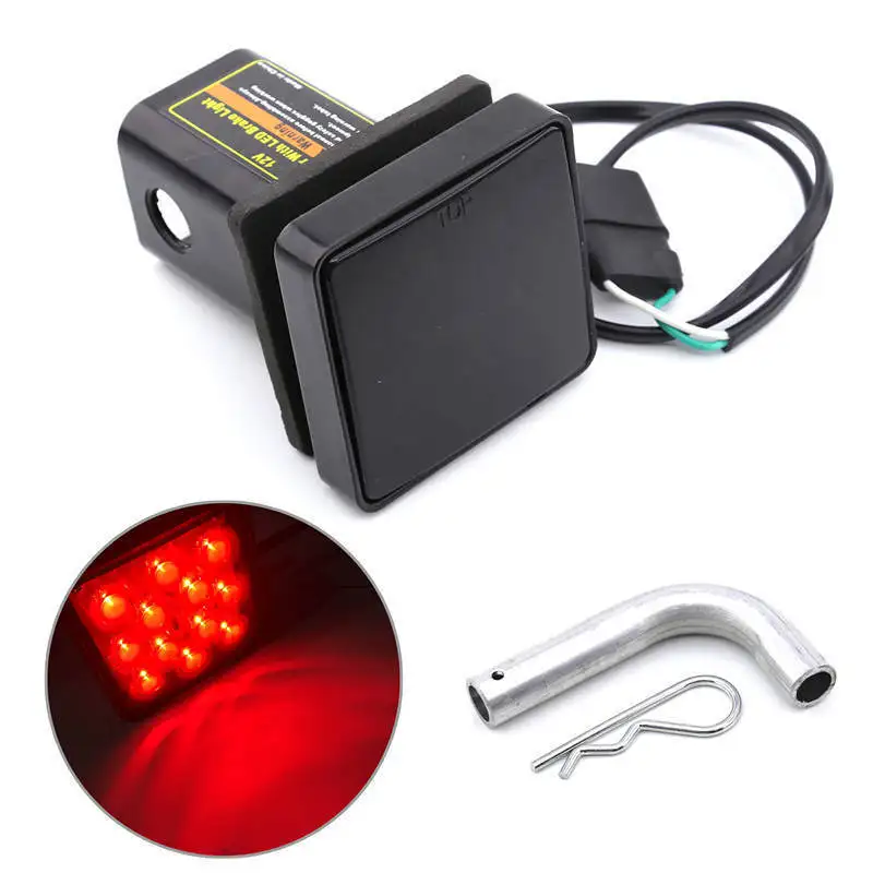 Keyecu Smoked Red Trailer Hitch Receiver Cover with 12LED Brake Leds