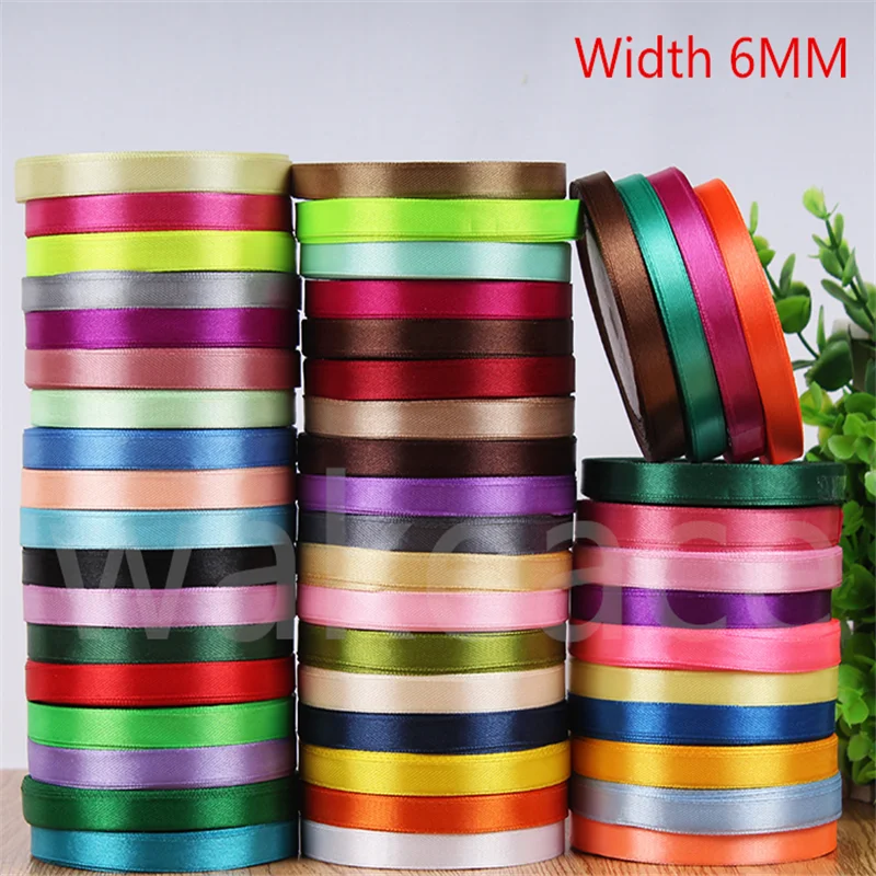 

22 Meters (25 Yards) Silk Satin Ribbon 1/4" (6mm)Party Home Diy Wedding Decoration Gift Wrapping Christmas New Year DIY Material