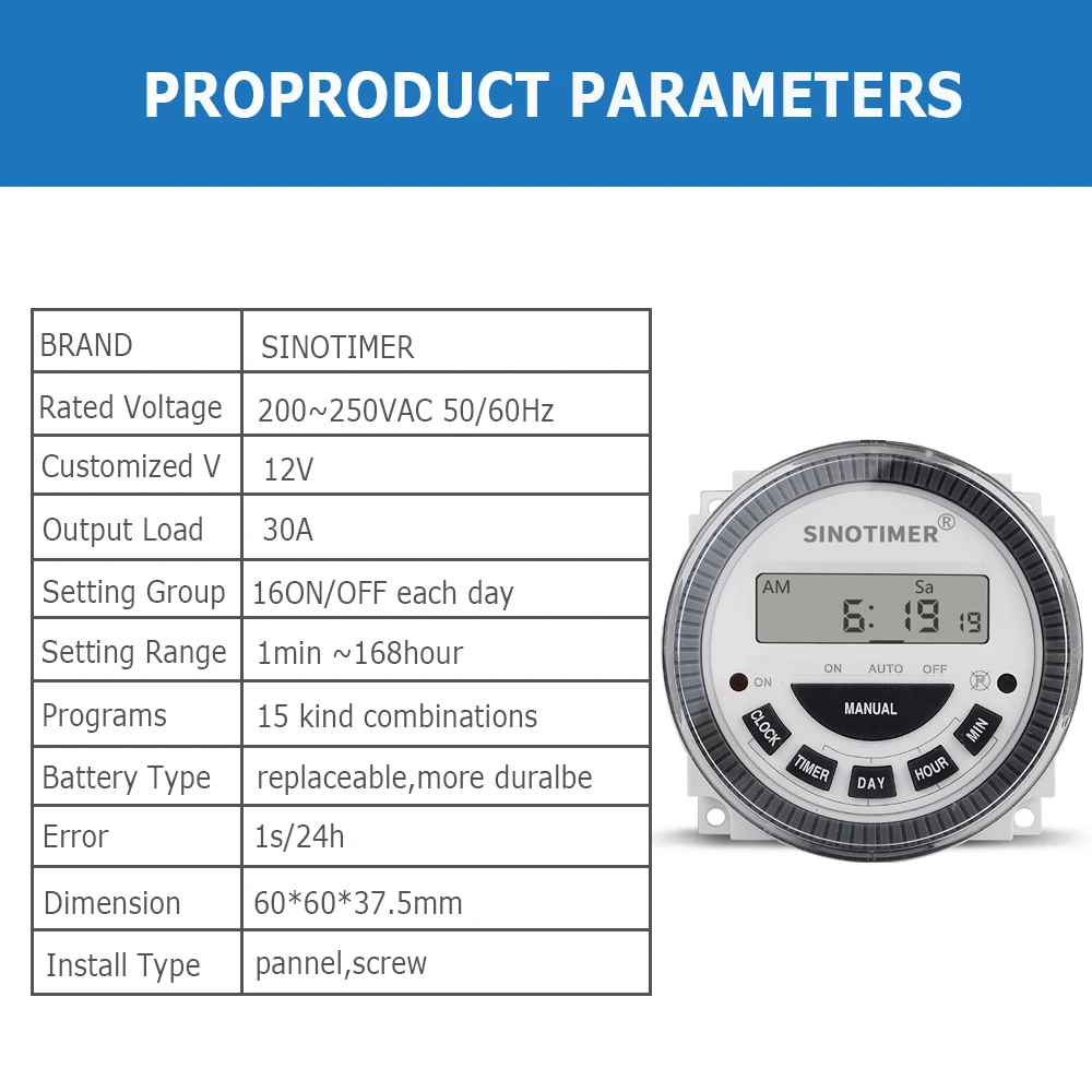 TM619 таймер реле 220 переменного тока 3 в сменный аккумулятор тяжелая нагрузка 30A 6000 Вт 7 дней в неделю программируемый куриный кухонный таймер
