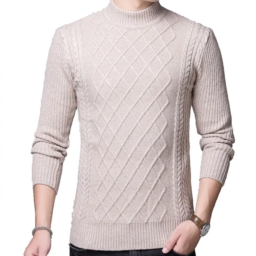 ^Cheap Sweater Pullover For Men 2018 Male Brand Casual Slim Sweaters Men Solid Turtleneck Jacquard Hedging Men'S Sweaters