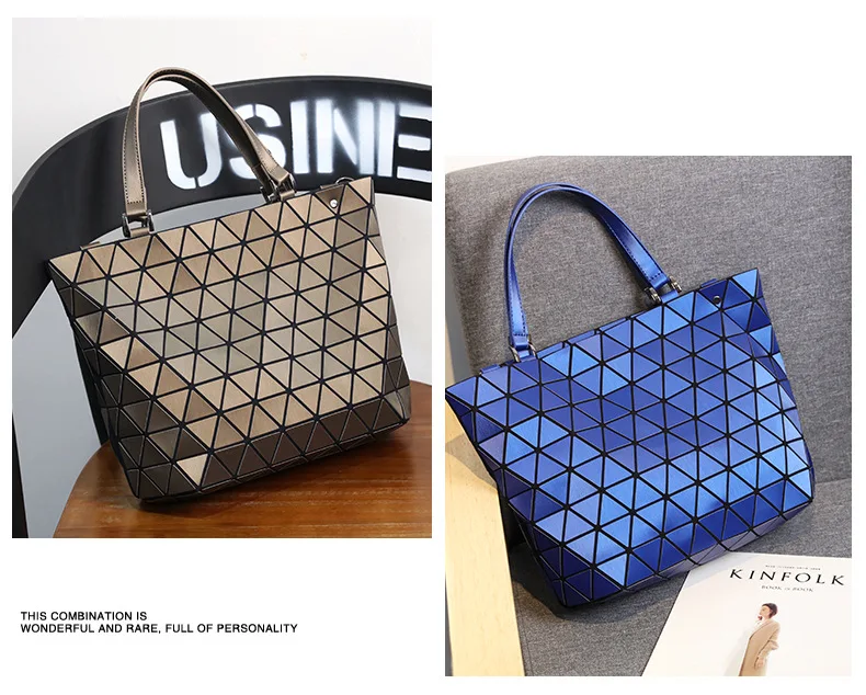 ZYJ Women Sequins Luminous Plaid Shoulder Bags Girls Handbags Casual Deformable Lattice Laser Crossbody Make Up Evening Tote Bag (20)
