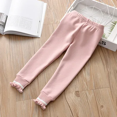 New High Quality Winter Kids Thick Warm Pants Elastic Waist Colorful Cotton Girl Pants Girls Leggings Children Pants - Цвет: pink