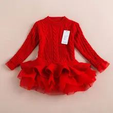 Épais Chaud Fille Robe De Noël De Mariage Parti Robes En Mousseline de Soie Tricoté Hiver Enfants Filles Vêtements Enfants Vêtements Fille Robe
