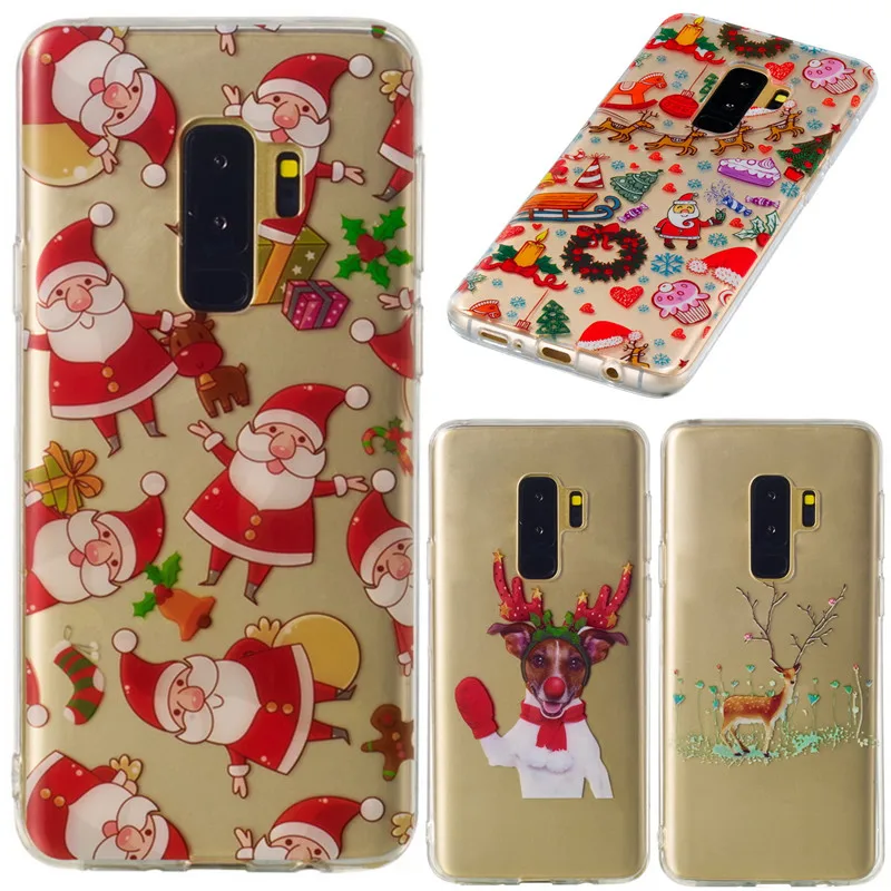 

YISHANGOU Santa Claus Mandala Elk Dog Christmas Phone Case For Samsung S9 S8 Plus A6 A8 2018 Soft Silicon Transparent Back Cover