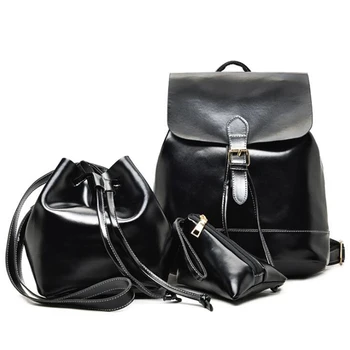 

Oilskin Backpack Women Preppy School Bags For Teenagers Female Nylon Travel Bags Girls Backpack Mochilas 3pcs/set