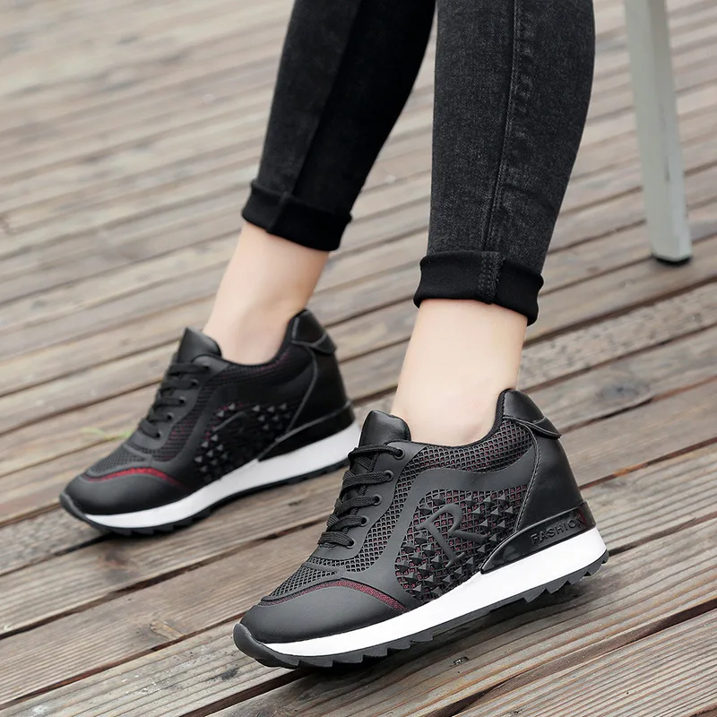 2017 autumn new sports shoes female increased white shoes women solid color running shoes