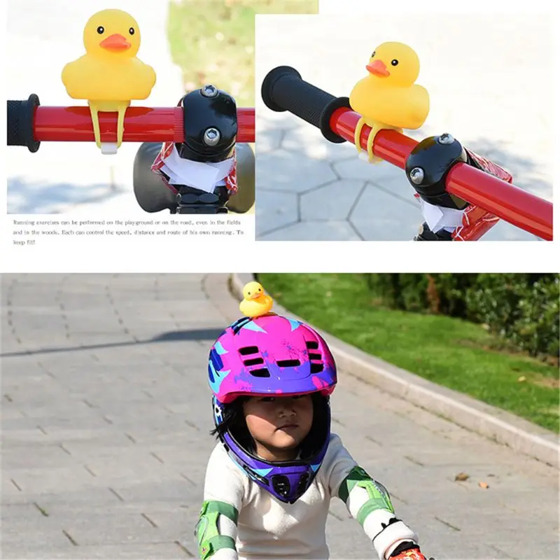 OOTDTY забавная желтая утка с шлемом колокольчик кольцо колокольчик для автомобиля езда на велосипеде Рог сигнализация игрушка для детей и взрослых